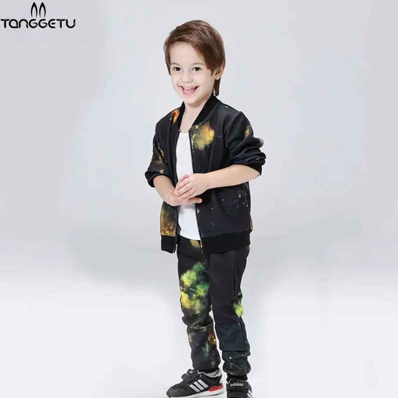 

2018 Tanggetu spring autumn kids clothes sets new children casual 2 pcs suit jackets+pants baby set boys sport suit outwear