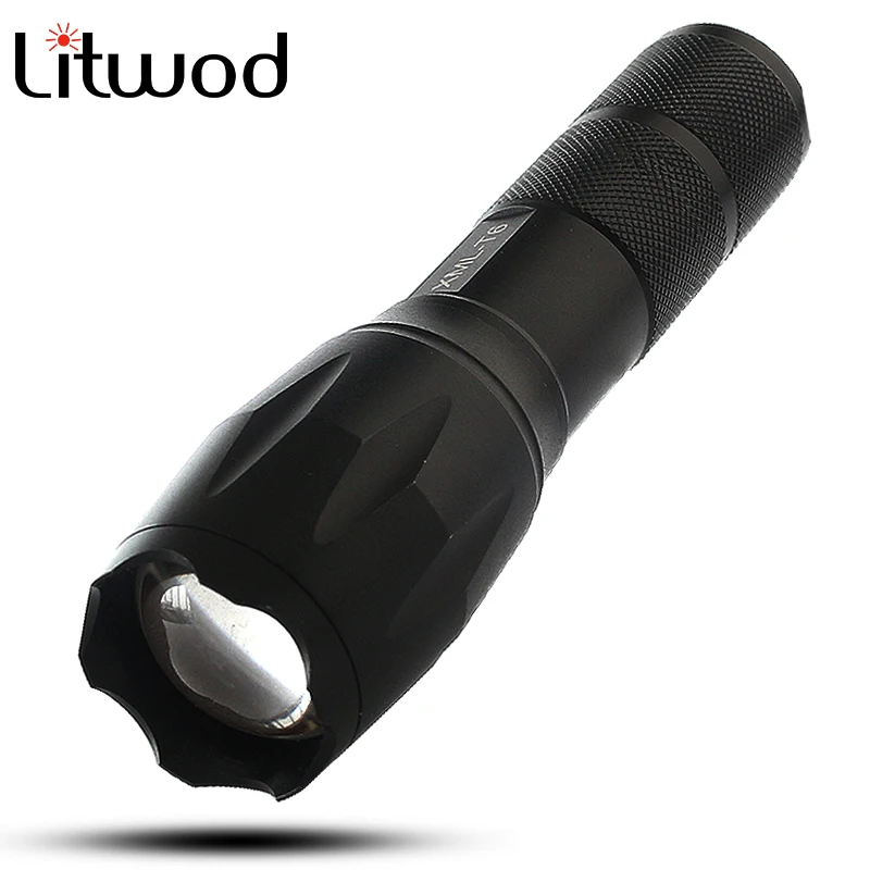 Koop Litwod Z20A100 LED Zaklamp Zaklamp Tactische XML L2 8000LM Zoomable Aluminium Waterdichte Licht voor 18650 Batterij of 3x AAA