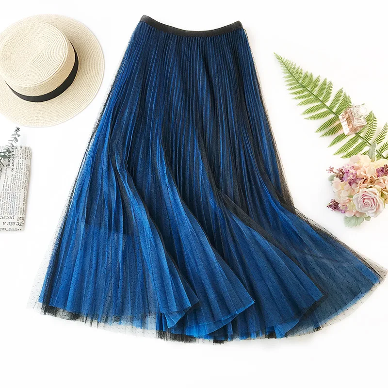 Wasteheart Purple Gray Lace Women Skirt Casual Women High Waist Pleated Ankle Length Skirts Mesh Clothing All-match Plus Size Wasteheart Purple Gray Lace Women Skirt Casual Women High Waist Pleated Ankle Length Skirts Mesh Clothing All-match Plus Size