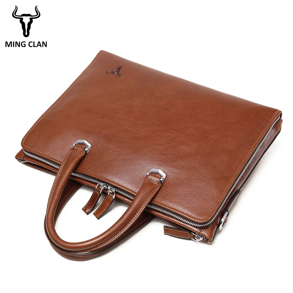 Деловая сумка из итальянской кожи с растительным дублением мужской портфель