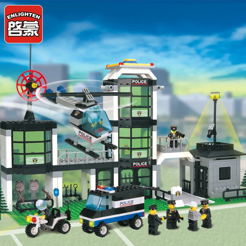 

Models building toy Enlighten 110 466Pcs city Hotel De Police Building Blocks compatible with lego city toys & hobbies