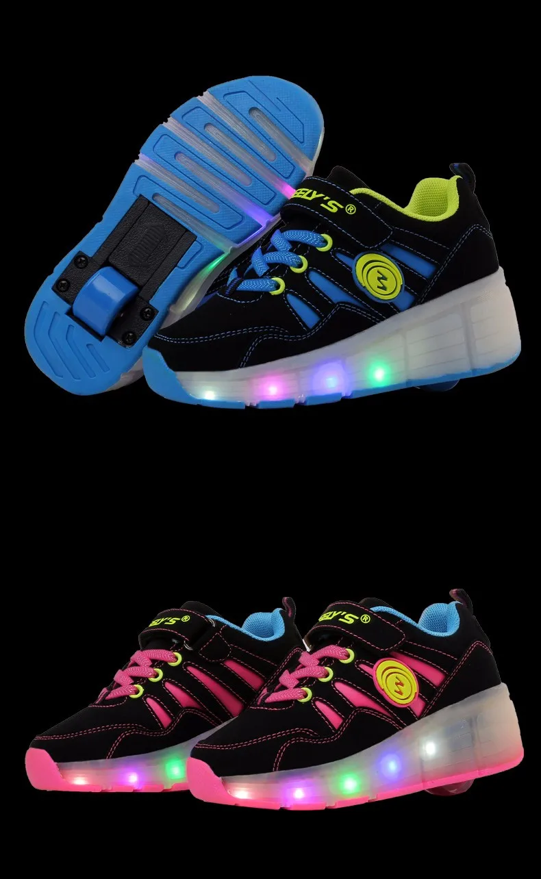 High Quality Cheap Boys LED Sneakers With Wheels Kids Light Up Shoes Girls Roller Skates tenis de rodinha12