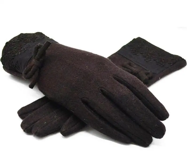 YRRETY новые зимние осенние новые модные женские перчатки с кнопками, кашемировые стеганые перчатки, теплые элегантные варежки для взрослых - Цвет: G099 Brown