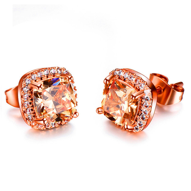 Female Crystal Zircon Stone Earrings Fashion silver color Rainbow Earrings Vintage Double Stud Earrings For Women