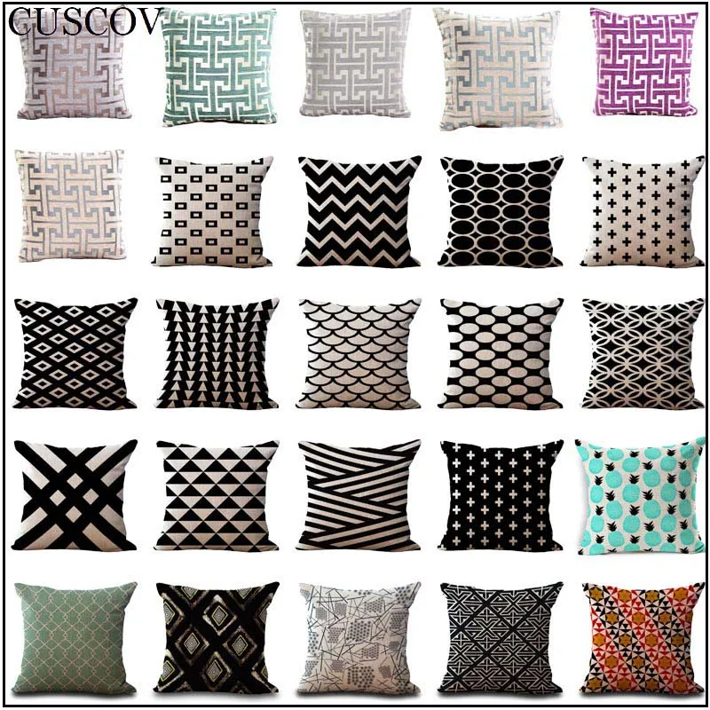 

Europe and the United States simple wind geometric linen square pillowcase fashion home sofa cushion cover