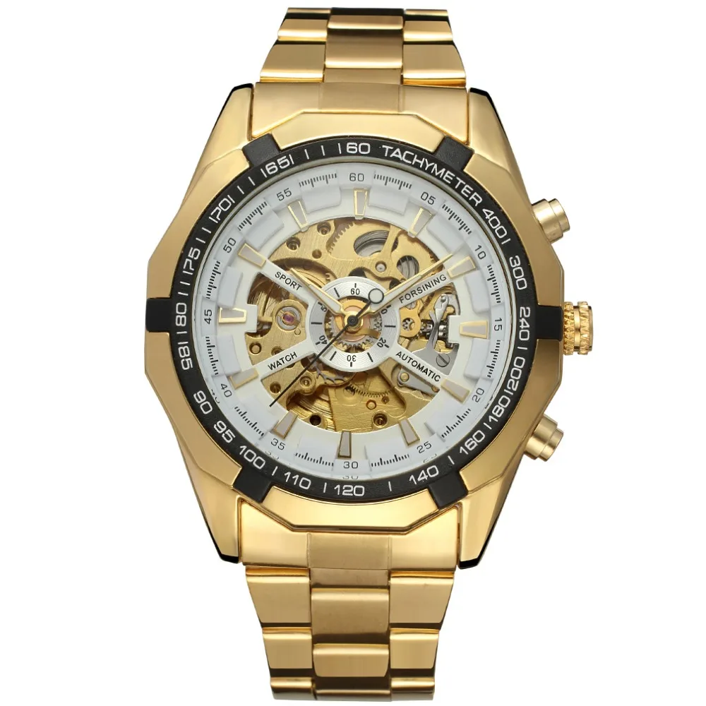 Wholesale Gold Color Skeleton Automatic Mechanical Watch Made From China Factory