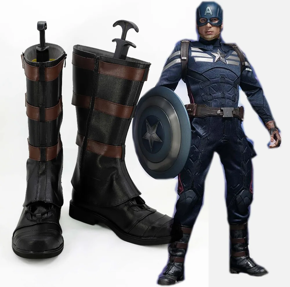 Hot Captain America Steve Rogers Cosplay Shoes Boots For Adult Cosplay
