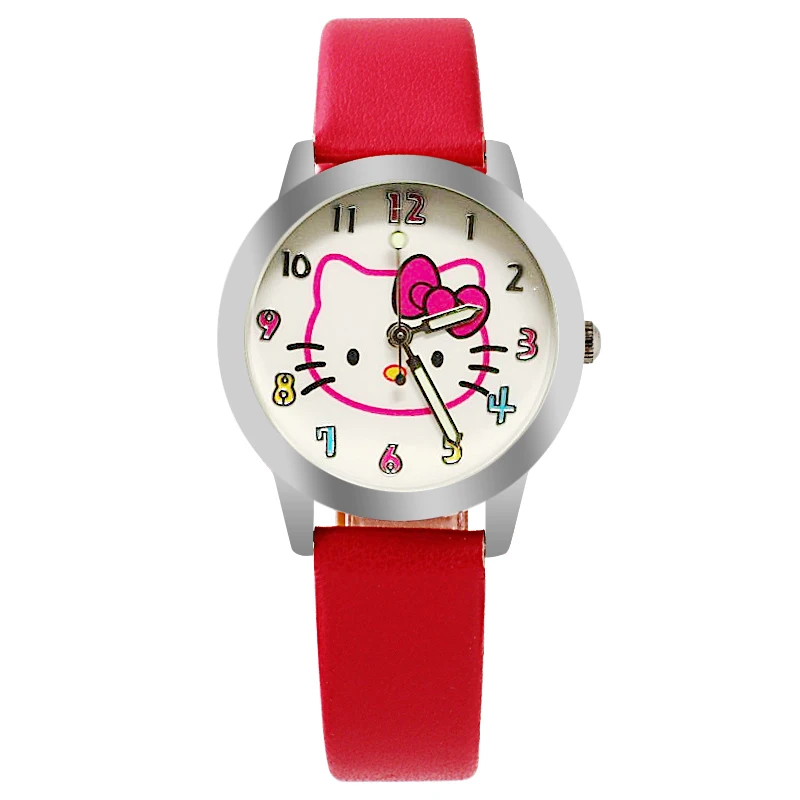 Рисунок Hello Kitty детские часы для девочек с героями мультфильмов малышей и кожаным