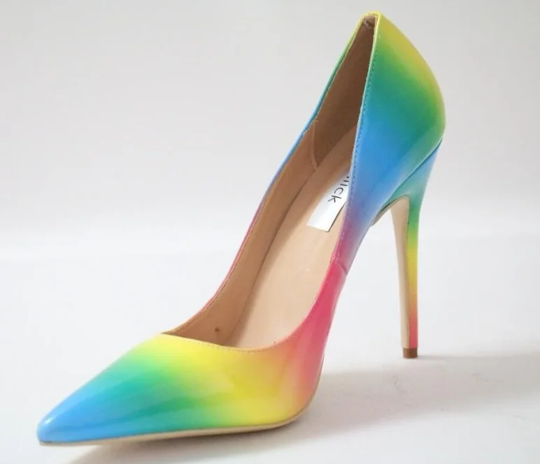 New-Arrivals-Rainbow-Printed-Leather-Pumps-For-Women-Pointed-Toe-12CM-High-Heel-Dress-Shoes-Slip (4)