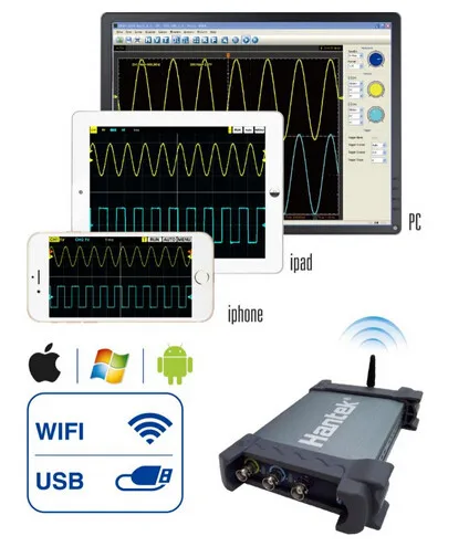 Hantek IDSO1070A осциллограф 70 МГц wifi мультитач