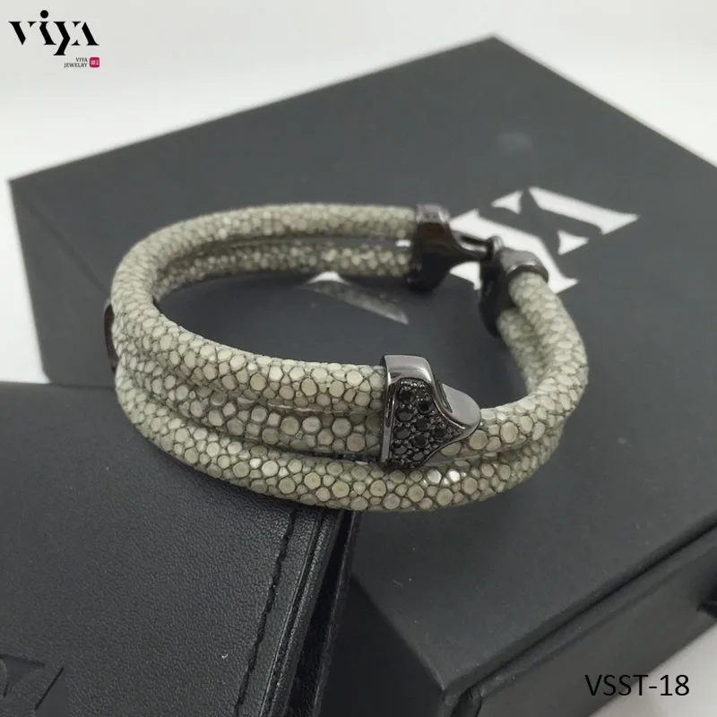 Origin Real Stingray Skin Bracelet with Swarovski stone setting-VSST-18 (5)