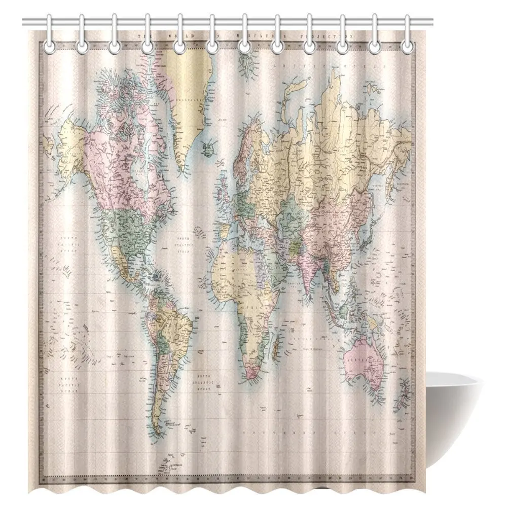 Aplysia Old World Map Shower Curtain Original Old Hand