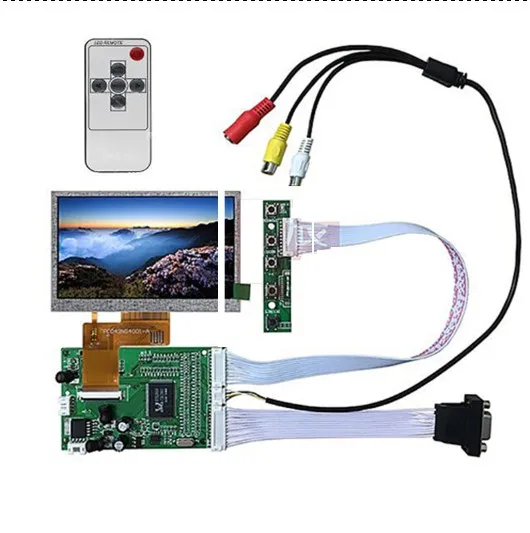 5-дюймовый 800*480 ЖК-экран + плата драйвера VGA 2AV пульт дистанционного управления |