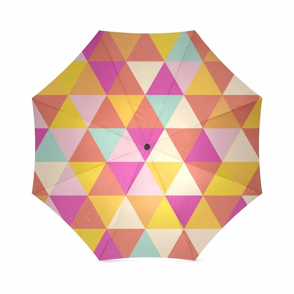 Geometric Yellow Triangle Custom Printing Foldable Sun Rain Travel