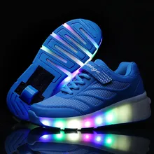 New Arrival Boys Girls Breathable Shoes Children Wheel Shoes with LED Lighted Jazzy Junior Kids Sneakers Skate Roller Shoes