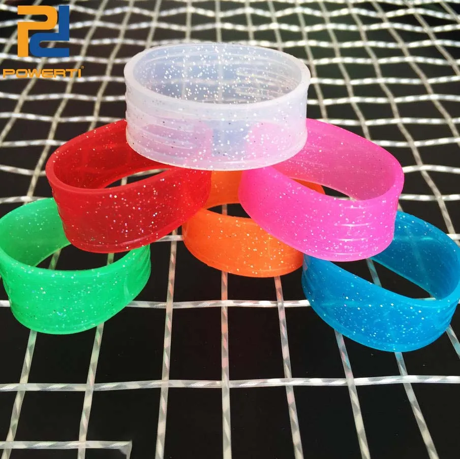 Powerti 20 pcs/lot OEM Custom Cute Ring Silicone Tennis Racket Grip