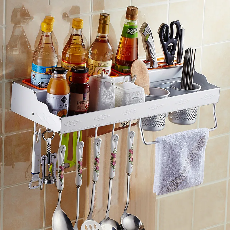  Space aluminum multi-function kitchen shelf wall hanging storage rack seasoning kitchen accessories - 32911383174