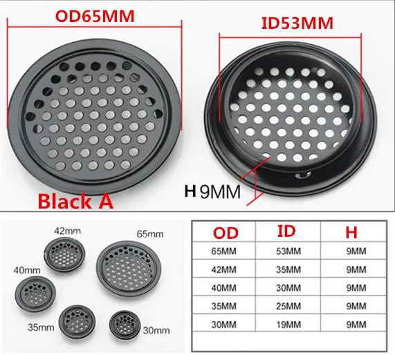 10Pcs 30mm65mm Wardrobe shoe Cabinet Ventilating Mesh Hole Air Vents Metal Mesh Hole Round Louver Ventilation Grille Air (19)