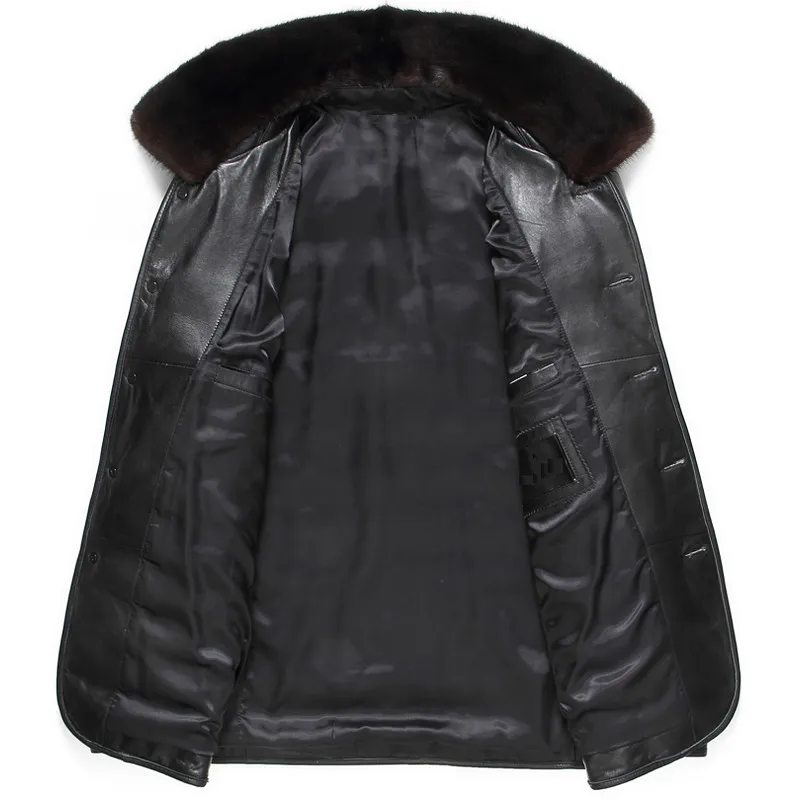 AYUNSUE из натуральной кожи куртка Для мужчин утепленная куртка-пуховик Для мужчин реального норки Куртка с воротником Для мужчин s из овечьей кожи Jackets1302 MY728