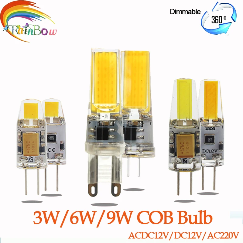 

LED G4 G9 Lamp Bulb COB SMD AC DC Dimming 12V 220V 3W 6W 9W COB SMD LED Lighting Lights replace Halogen Spotlight Chandelier