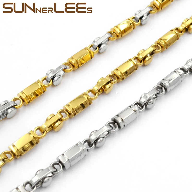 

SUNNERLEES 316L Stainless Steel Necklace 6mm Geometric Link Chain Silver Gold Men Women Fashion Jewelry Gift SC38 N