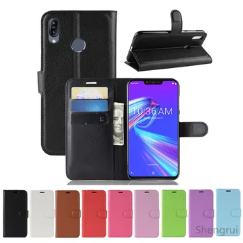 

10pcs/lot Litchi Pattern Flip PU Leather Wallet Phone Case For Asus Zenfone Max M2 ZB633KL Lychee grain cover