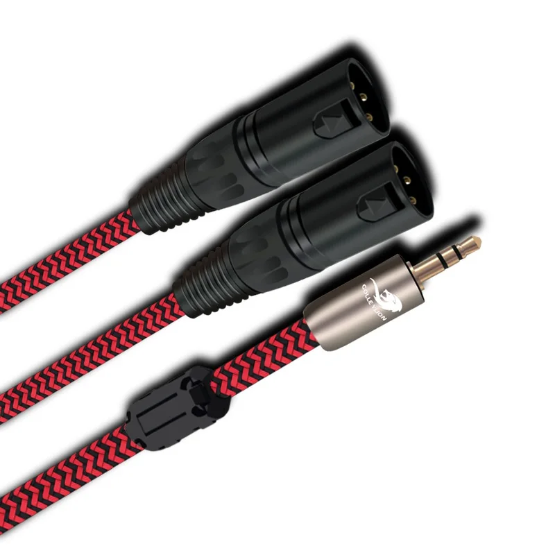 Stereo 3.5mm Male to Dual XLR Plug Audio Cable For iPhone Laptop to