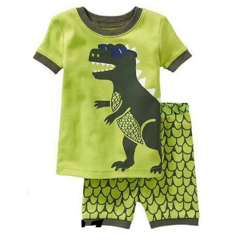 Коллекция года, летние комплекты одежды для маленьких мальчиков Лоскутные черные детские пижамы с изображением слона хлопковые футболки Короткие штаны, пижамы, серая одежда для сна - Цвет: A14