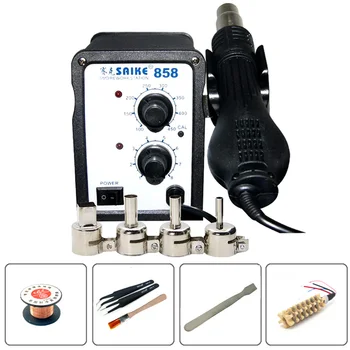 

SAIKE 858 Hot Air Gun Rework Station Digital Display Adjustable Heat Gun Lead-Free Desoldering Station SMD Rework Hot Air Blower