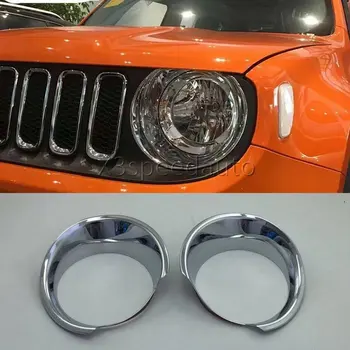 

Car-styling For Jeep Renegade 2015-2017 Front Light Lamp Cover Trim 2pcs Chrome ABS