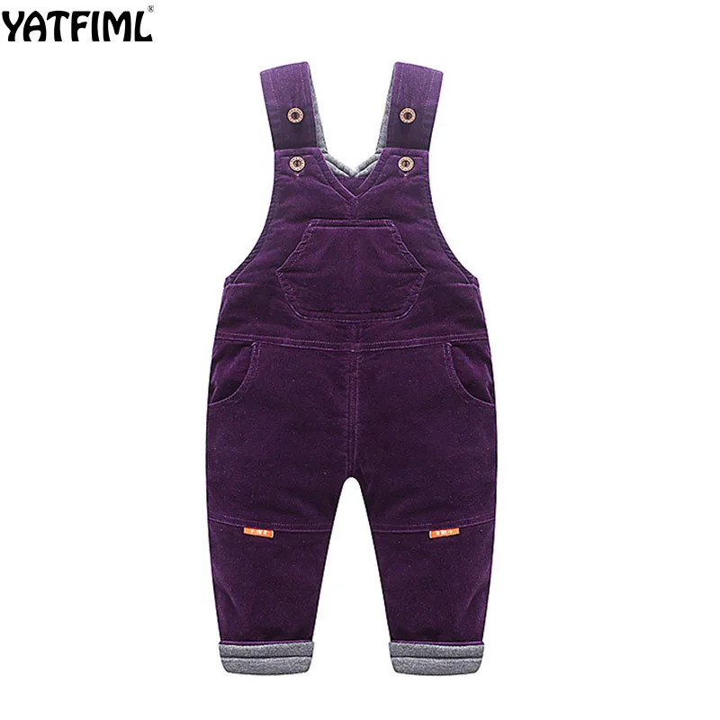 YATFIML/ толстые Трикотажные Хлопковые Штаны для маленьких мальчиков; комбинезоны для девочек; модные вязаные комбинезоны для малышей; детские комбинезоны - Цвет: style 2 purple
