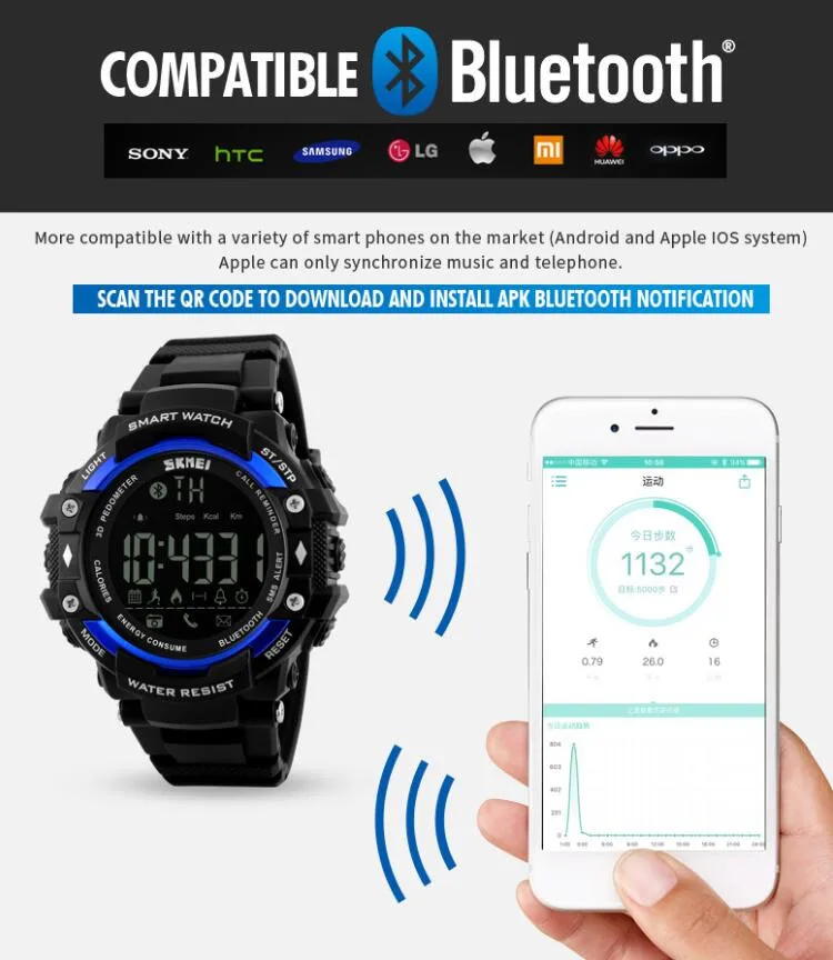 fitness watches for women SKMEI Smart Watch For Apple Android Women Sports Watches Bluetooth Pedometer Camera Smartwatch Waterproof Wristwatches men's water resistant watches