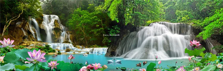 Пользовательские Настенные обои 3D водопады леса природа пейзаж Фреска ПВХ водонепроницаемый ванная комната задний план стены стикеры домашний декор