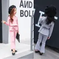 2018 children girl clothes fashion stretch knitted baby girl set for girls kids causal 2pcs Sweater pants girl clothing sets