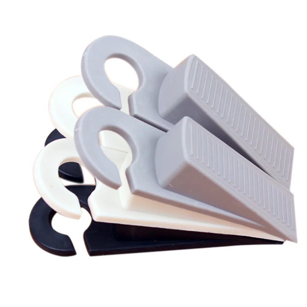 2pcs Door Wedge Shaped Rubber Doors Stopper Doorstops Floor Kids Safety Guard Finger Protect with Hook FJ88