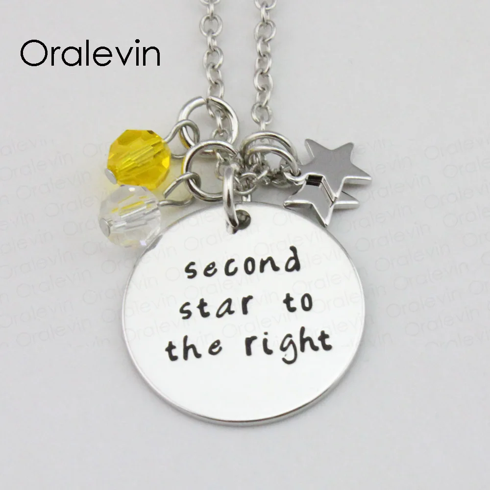 

Peter Pan SECOND STAR TO THE RIGHT Inspired Charms Necklace Christmas Gift Jewelry, 10Pcs/Lot, #LN1259