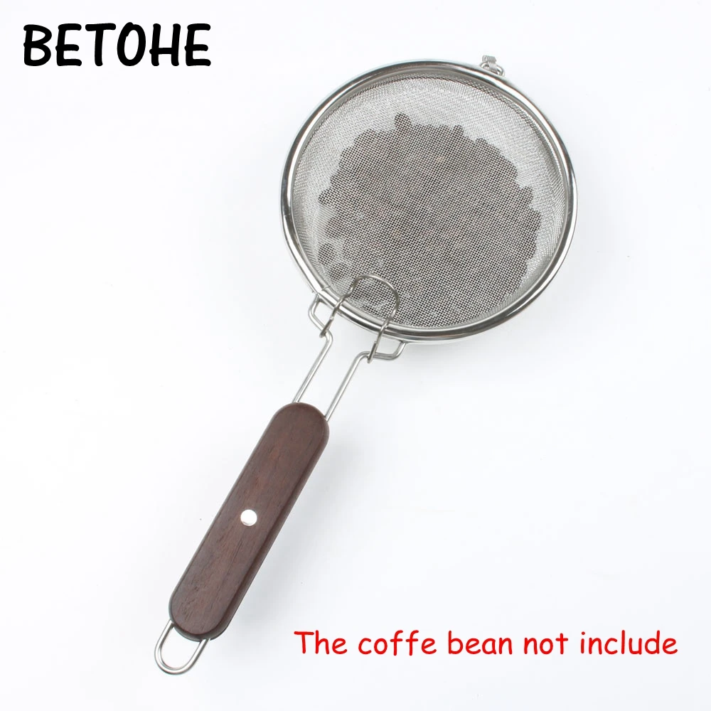 

Manual Coffee Roaster machine stainless steel made hand use coffee bean baker wooden handle