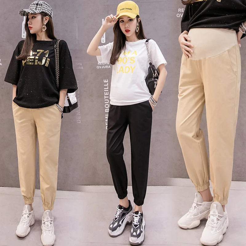 

1903# 3XL 4XL Cotton Maternity Casual Pants Summer Autumn Adjustable Belly Pants Clothes for Pregnant Women Pregnancy Trousers