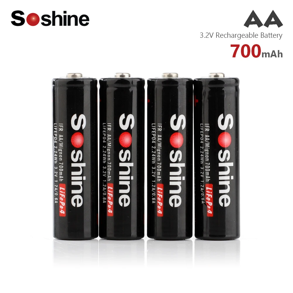 

Hot Soshine 700mAh 14500 AA LiFePO4 Li-Po Lithium Battery 3.2V rechargeable Batteria batteries Industrial use For LED Torch Toys