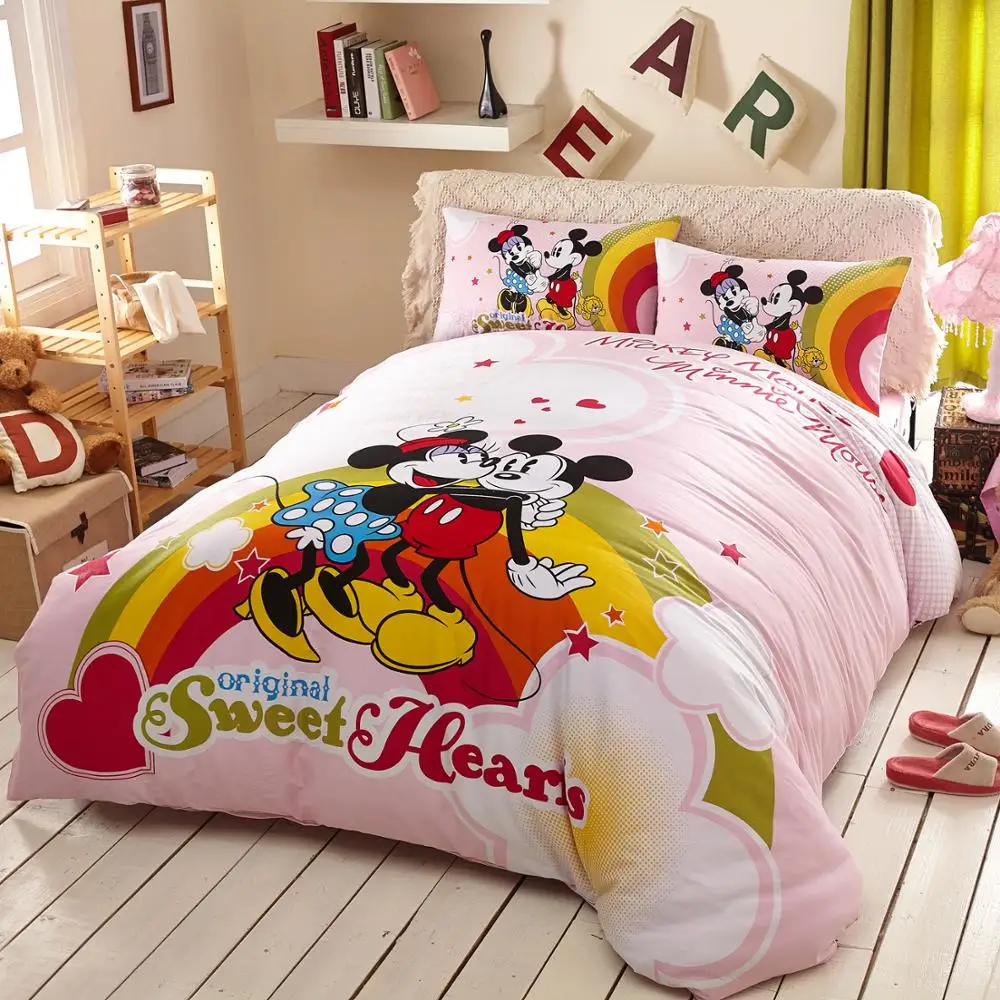 

Pink Disney Cartoon Bedding Mickey Mouse Mickey Minnie Duvet