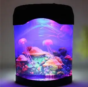 Sea World 3D Jellyfish Fish Tank Multicolor LED Night Light Aquarium Nightlight Festival Home Decor Lights Kids Child Night Lamp