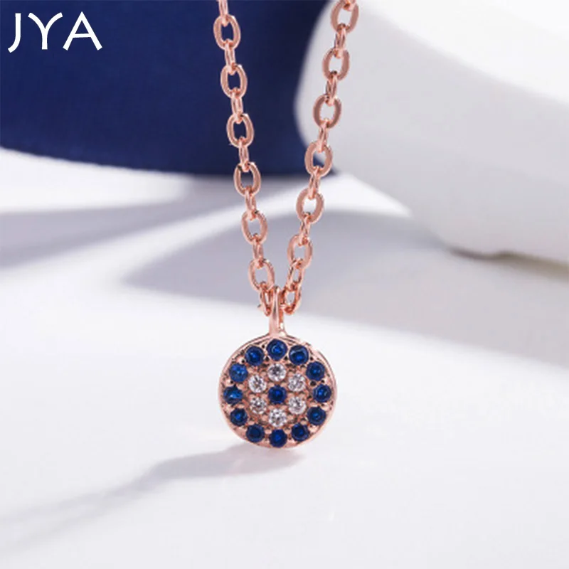 

JYA Evil Eyes Light Luxury Necklace Vintage Blue Eyes Zircon Pendant Sexy Necklace Women Choker Fashion Mature Accessories 2019