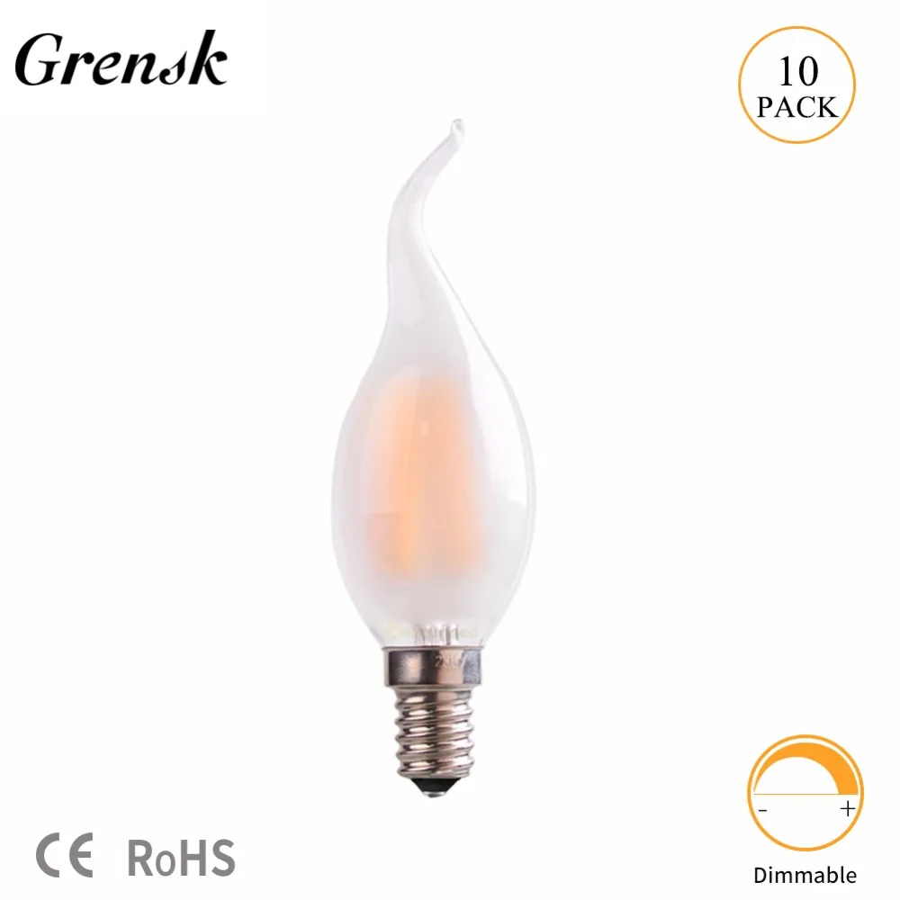 

Grensk C35T 4W 6W Flame Tip Led Lamp Retro Frosted LED Filament Light Bulb E12 110V E14 220V Decorative Lighting Dimmbale Bulb