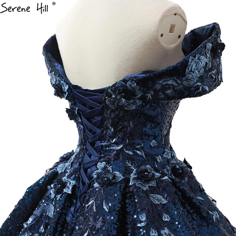 Высококачественное голубое свадебное платье с открытыми плечами, новое блестящее свадебное платье без рукавов с блестками, настоящая фотография 66536B