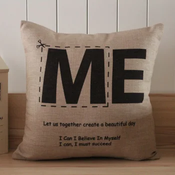 

LINKWELL Free Shipping 45*45cm Me Great Inspired wording Words Black Linen Cushion Cover