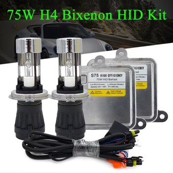 

AC 12V 24V Bixenon H4 Hi/Lo Beam HID Xenon Kit 75W Fast bright Xenon Ballast 4300K 6000K H4-3 Xenon Bulb With H4 HID Controller