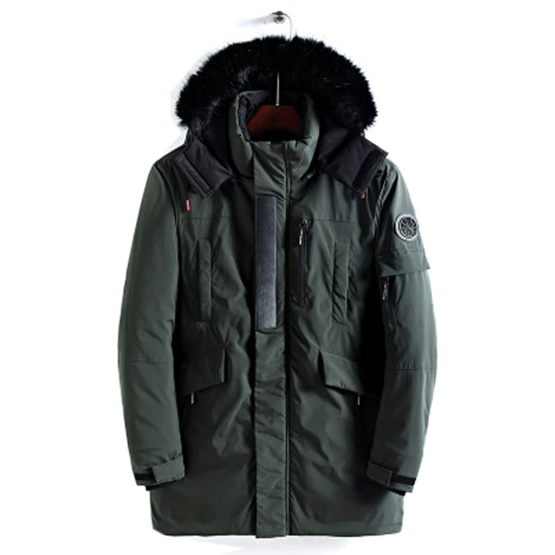 Mens winter jackets and coats new clothing high quality hooded thick windproof jacket fashion large size men winter coat ZZG138 - Color: Army green