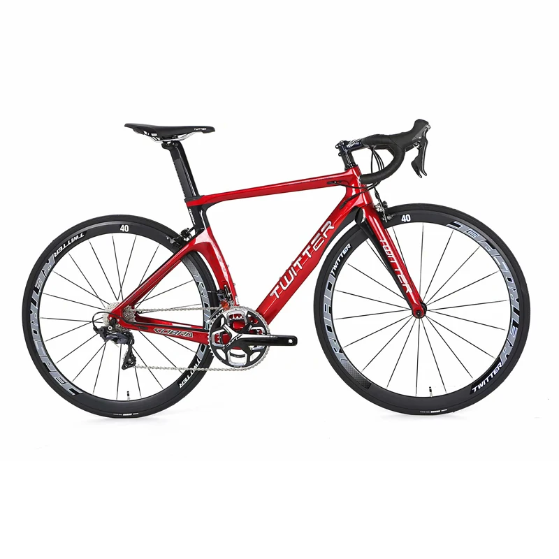 Твиттер углеродный шоссейный велосипед 22 скоростной высокомодульный углеродный шоссейный велосипед для 105/R7000 UT/R8000 компоненты углеродная вилка - Цвет: Red