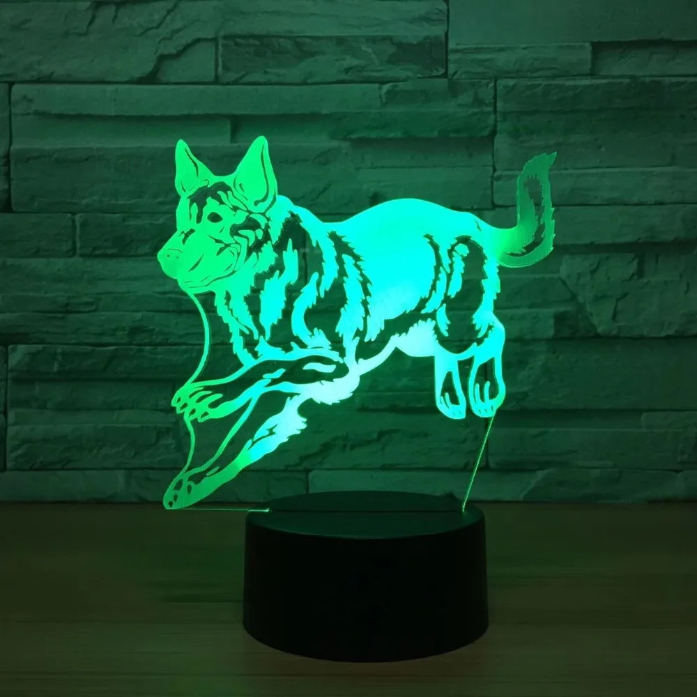 Пособия по немецкому языку Shepherd Бег собака 3D ночника голограмма 3d декор лампы Красочный стол огни подарок на день рождения для детей друзей