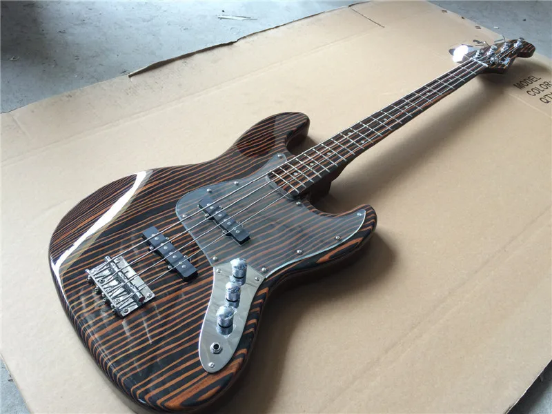 Free shipping wholsale 2015 NEW 4 String bass guitar Zebra wood body